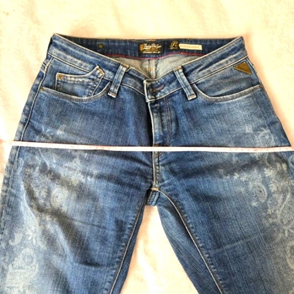 Replay Y2K Blue Rockxanne Jeans with Unique Pattern, Size 28/30, Made In Italy - Picture 4 of 16